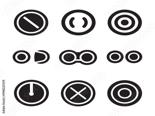 Elegant radio button icons with professional single choice silhouette designs