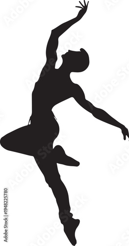 Graceful ballet dancer in an elegant arabesque pose Vector, illustration
