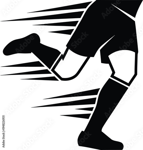 Soccer player running fast motion lines athletic action sport footwear
