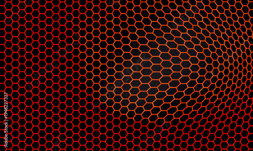 Abstract Red and Orange Net Mesh Background with Gradient Glow. vector illustration