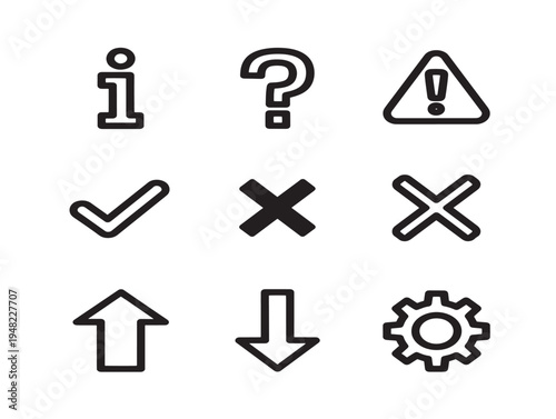 Helpful tooltip system icons with informative hover silhouette designs