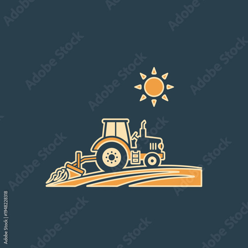 Tractor working under a bright sun during daytime construction activity