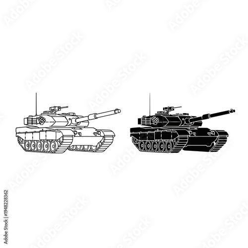Comparison of two modern military main battle tanks in silhouette view