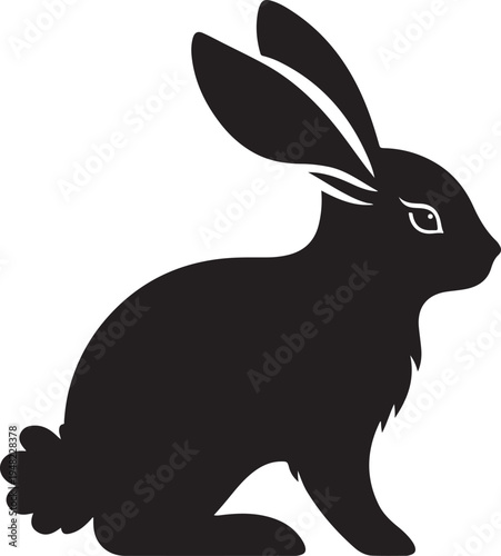 Silhouette of a rabbit standing on hind legs in a relaxed pose Vector, illustration