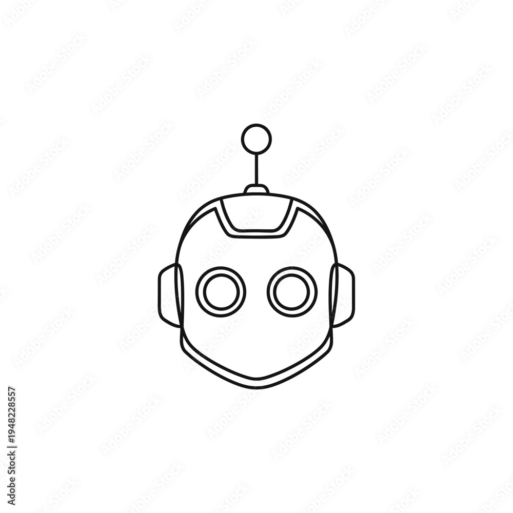 Fototapeta premium Robot head icon outline drawing