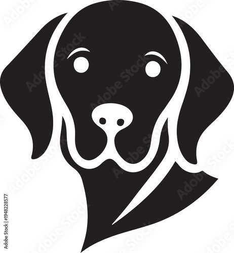 A stylish black and white silhouette of a loyal dog's face Vector, illustration