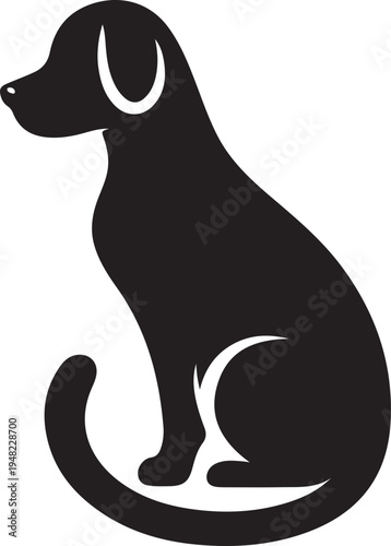 A classic silhouette of a sitting dachshund dog with floppy ears Vector, illustration