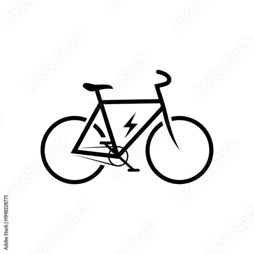Electric Bicycle Icon Lightning Bolt Symbol
