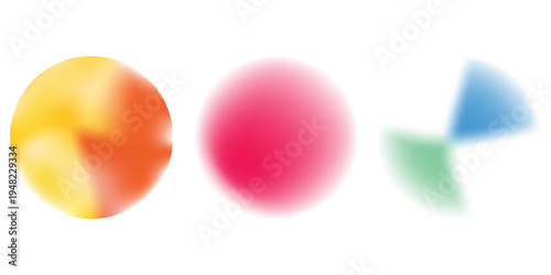 Set color circle gradient noise gradation. Abstract colorful watercolor blur mesh on isolated transparent background. Circle shape png.