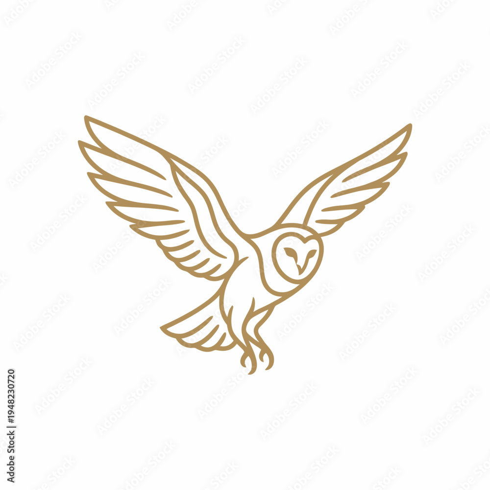Fototapeta premium This illustration features a gracefully soaring owl with its wings spread wide, embodying wisdom and freedom, perfect for brands focused on nature or wildlife.