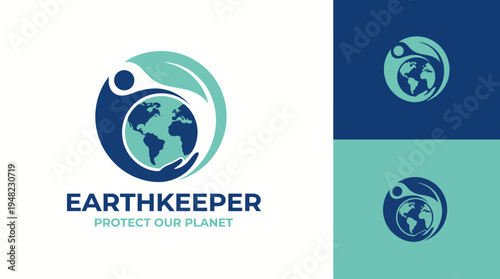 This logo captures a globe held by a hand, symbolizing environmental awareness and protection efforts, ideal for organizations focused on sustainability and planet care.