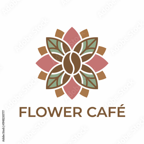 This elegant logo design for a flower café depicts a beautiful floral pattern, combining warmth and sophistication suited for inviting atmospheres and gourmet experiences.