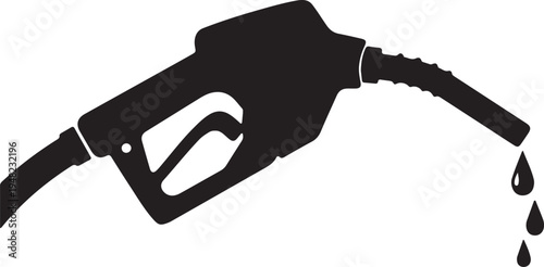 Clean black silhouette of empty fuel pump nozzle dripping last drops 
