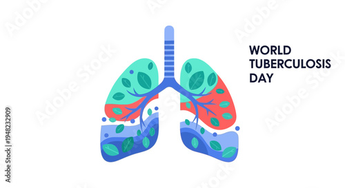 Illustration of lungs with tuberculosis awareness concept for World Tuberculosis Day health campaign with a medical design