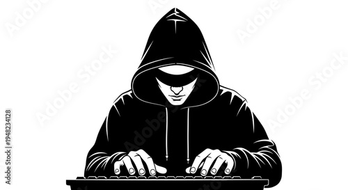 Anonymous Hacker Typing on Keyboard in the Dark.