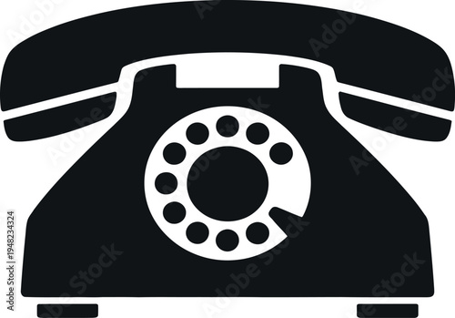 Vintage black rotary telephone illustration ideal for design projects on transparent background