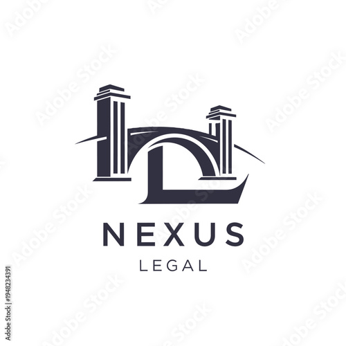 Nexus Legal Logo with Stylized Letter L from Columns and Arch, isolated white background