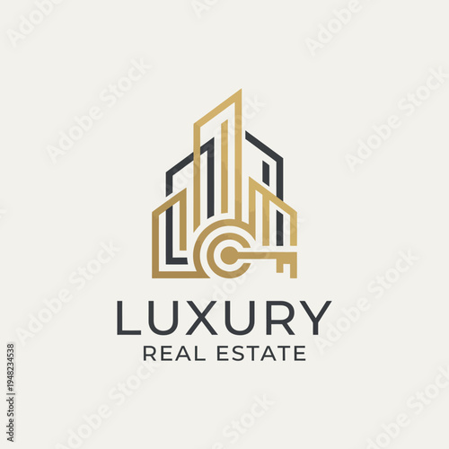 This logo design combines sleek architecture with luxury elements, representing a modern real estate service focused on high-end properties and premium experiences.