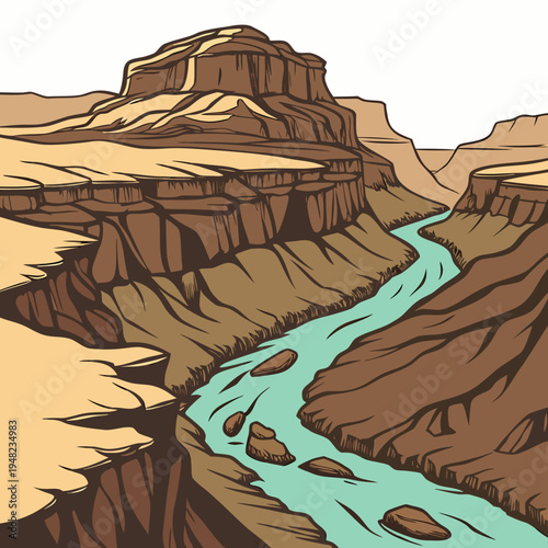 A river running through a canyon with rocky cliffs