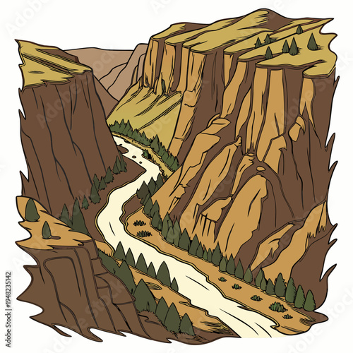 A canyon with a river running through it