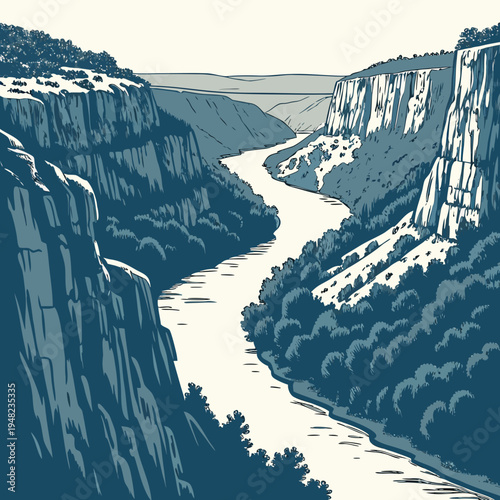 A river running through a canyon with steep cliffs