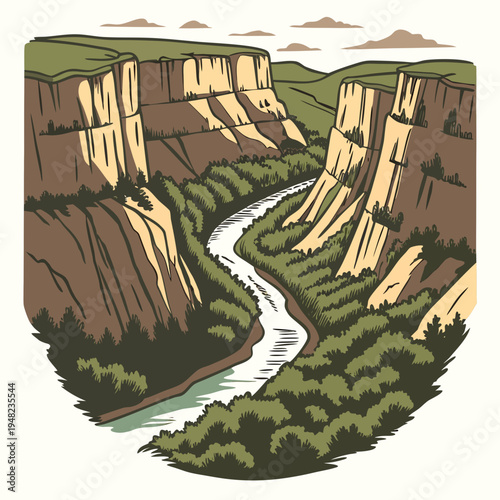 A river running through a canyon with cliffs