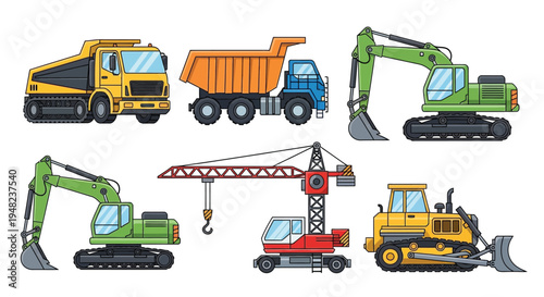 Construction workers tools and safety equipment in a flat vector style