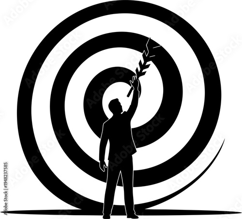 Business target goal achievement silhouette concept illustration