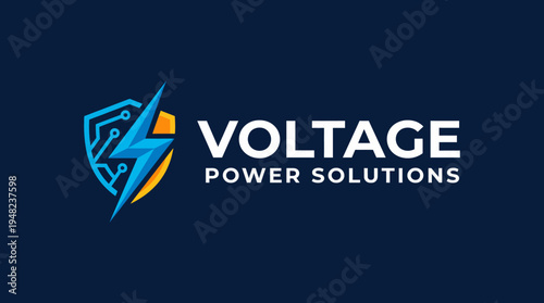 This logo showcases a modern shield design symbolizing technology and energy, ideal for a company focusing on power solutions and innovative services in the energy sector.