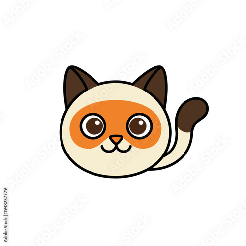 This adorable illustration presents a cat’s face with big eyes and a charming expression, perfect for conveying cuteness and friendship in various applications.