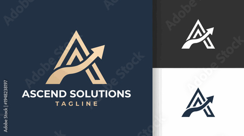 A sleek, modern logo for Ascend Solutions featuring an upward arrow and stylish typography, symbolizing growth and success in business ventures and solutions.