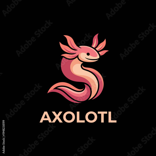This vibrant logo features a cute axolotl character, combining fun and charm, perfect for brands looking to connect with a youthful, playful, and creative audience.