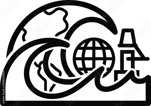 eco friendly wave globe logo