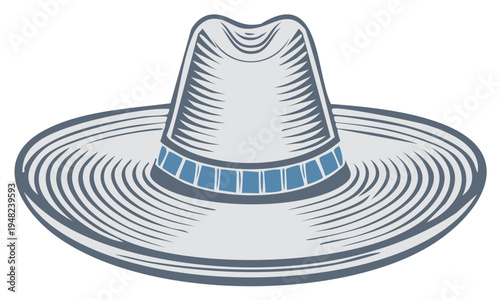Traditional Mexican Sombrero Hat with Decorative Band