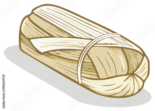 Isolated Tamale in Corn Husk Still Life, Traditional Mexican Food, Wrapped Meal, Traditional Cooking