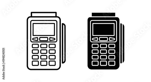 Two electronic payment terminals on a white background for financial transactions