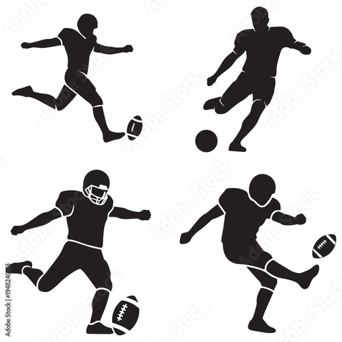 american football players in action flat design vector illustration eps 10