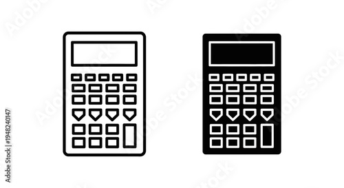 Two simple calculator icons in black and white on a clean background
