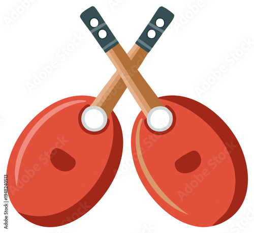 Crossed castanets rhythm instruments percussion musical equipment illustration