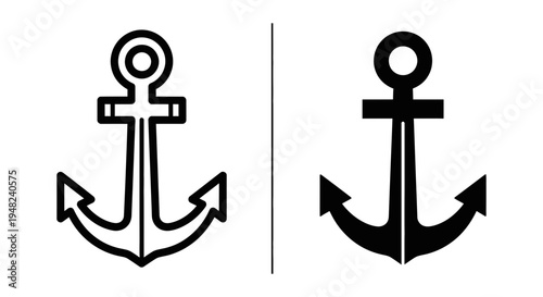 A simple black and white illustration of two anchor symbols side by side
