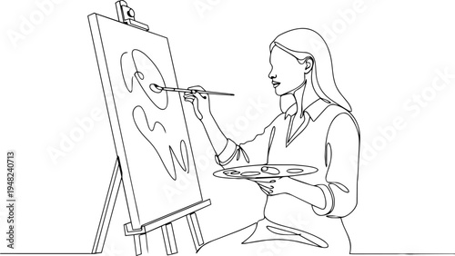WOMAN IN ARTBOARD LINE ART 