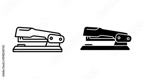 Two black and white stapler icons on a clean white background for office or business use
