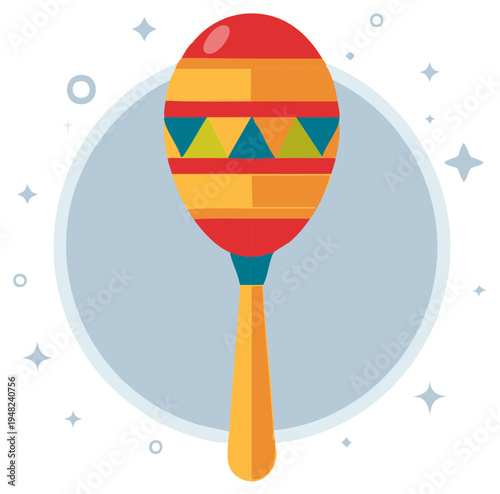 Brightly Colored Maraca Rattle Instrument for Festive Celebration