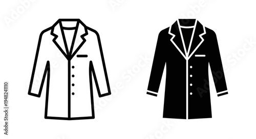 A simple black and white illustration of two jackets on a plain background