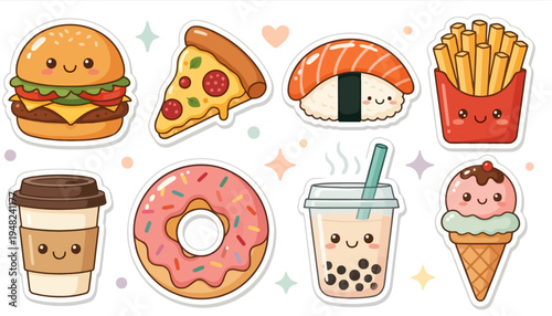 Kawaii Fast Food Sticker Set
