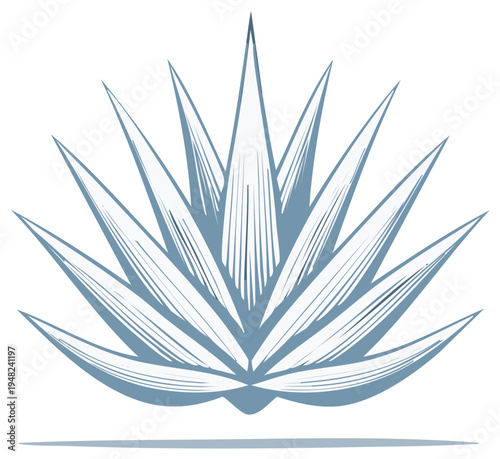 Stylized Blue Agave Plant Icon with Leafy Spokes