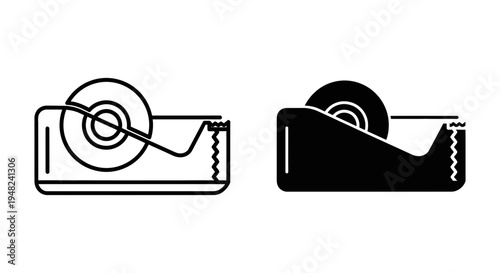 A black and white illustration of two tape dispensers on a plain background