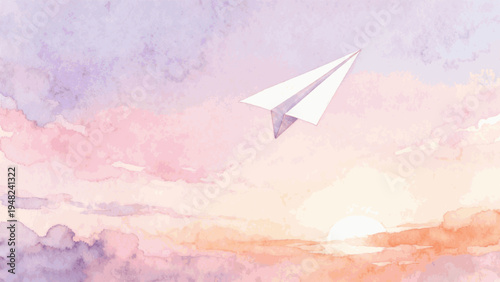 White Paper Aircraft Paper Airplane isolated watercolor vector illustration svg