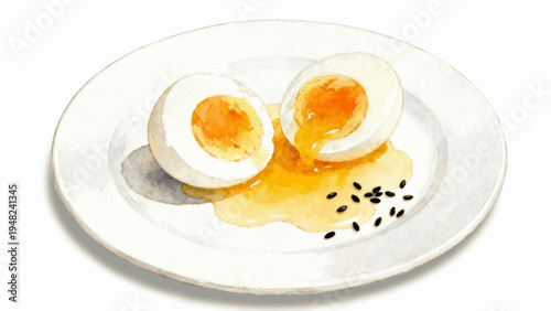 Healthy Morning Meal Soft-Boiled Egg isolated watercolor vector illustration svg