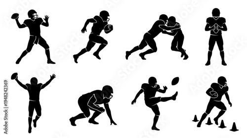 American Football Vector Silhouettes for Sports and Training